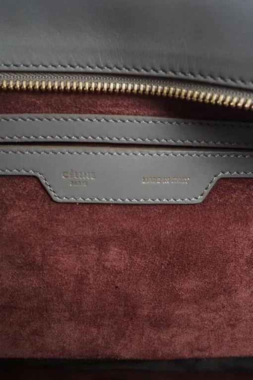 Burgundy, grey and beige 'Trapeze' Bag with strap