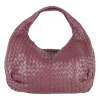 Burgundy 'Intrecciato' leather hobo bag