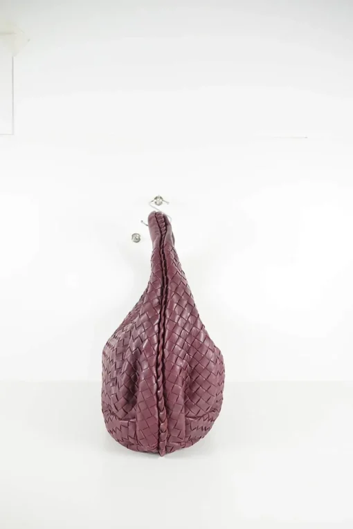 Burgundy 'Intrecciato' leather hobo bag