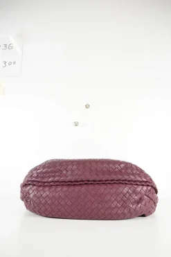 Burgundy 'Intrecciato' leather hobo bag