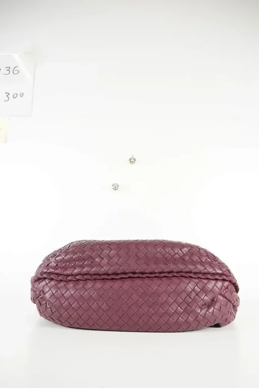 Burgundy 'Intrecciato' leather hobo bag