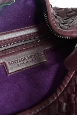 Burgundy 'Intrecciato' leather hobo bag