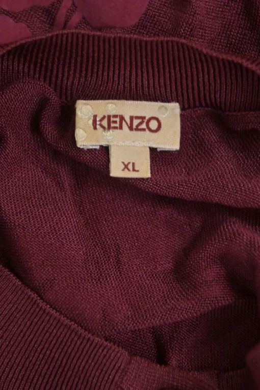 Burgundy paneled silk interlock jersey and floral jacquard puff sleeve button-front foulard cardigan