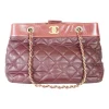 Burgundy quilted lambskin chain shoulder bag