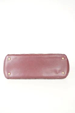 Burgundy quilted lambskin chain shoulder bag