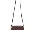Burgundy smooth leather Lou tassel camera bag with gold-tone metallic logo plaque