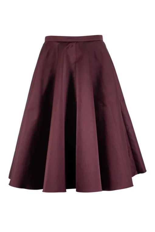 Burgundy structured flare midi skirt