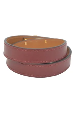 Burgundy Tadelakt Kelly Double Tour bracelet with gold-tone hardware
