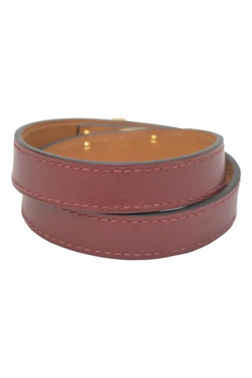 Burgundy Tadelakt Kelly Double Tour bracelet with gold-tone hardware