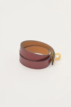 Burgundy Tadelakt Kelly Double Tour bracelet with gold-tone hardware