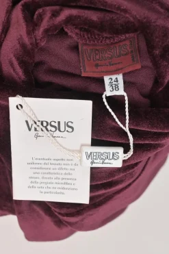 Burgundy velvet modal-blend turtleneck pullover long sleeve top