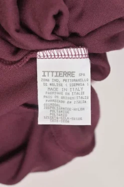 Burgundy velvet modal-blend turtleneck pullover long sleeve top