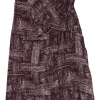 Burgundy viscose abstract check print pull-on high-rise A-line knee-length skirt