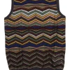 Burgundy wool-blend fully-fashioned warp knit patchwork chevron vest