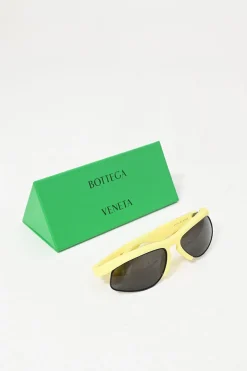 Butter yellow acetate and black tinted polycarbonate Sporty Oval semi-rimless sunglasses