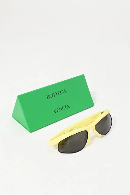 Butter yellow acetate and black tinted polycarbonate Sporty Oval semi-rimless sunglasses