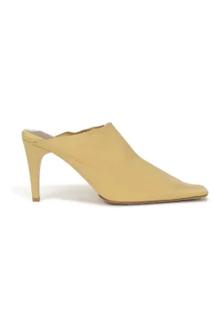 Butter yellow leather Crunch Lux square-toe mules