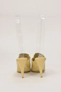 Butter yellow leather Crunch Lux square-toe mules