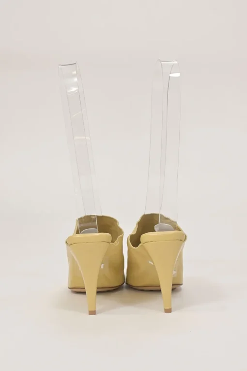 Butter yellow leather Crunch Lux square-toe mules