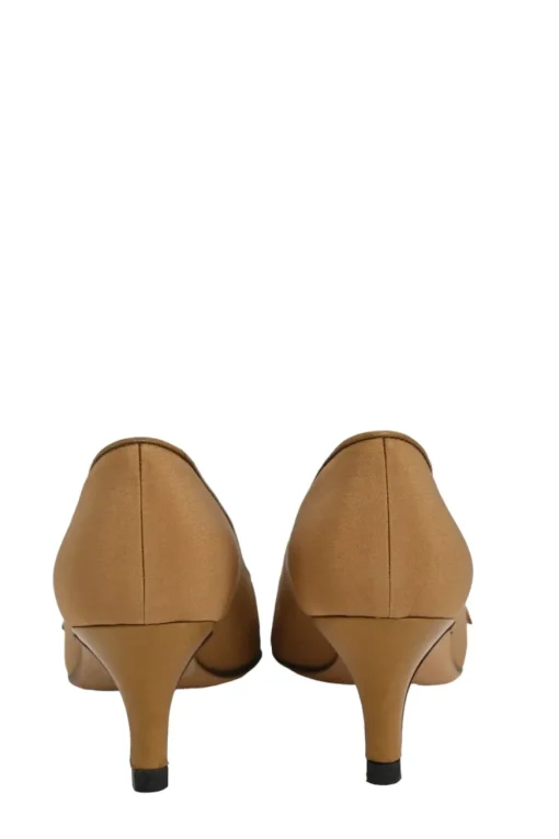 Camel almond-toe two-strap Mary Jane court pumps