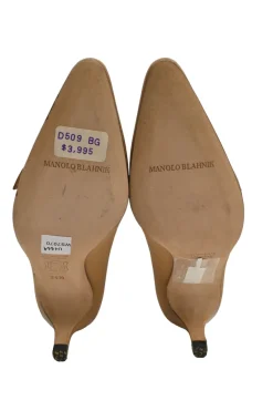 Camel almond-toe two-strap Mary Jane court pumps