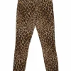 Camel cotton-blend leopard print denim pull-on high-rise Ali cigarette jeans