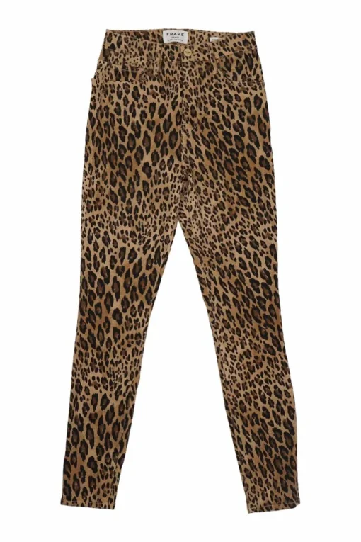 Camel cotton-blend leopard print denim pull-on high-rise Ali cigarette jeans
