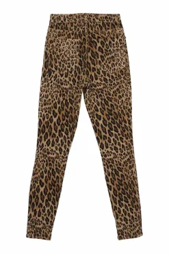 Camel cotton-blend leopard print denim pull-on high-rise Ali cigarette jeans