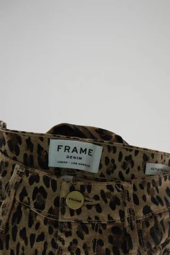Camel cotton-blend leopard print denim pull-on high-rise Ali cigarette jeans