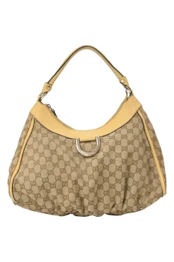 Camel Guccissima monogram canvas and leather Abbey D-ring shoulder bag