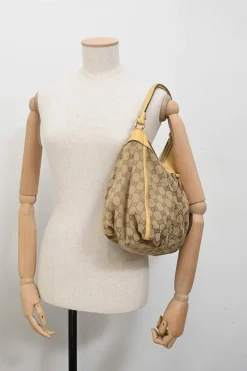 Camel Guccissima monogram canvas and leather Abbey D-ring shoulder bag