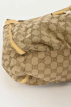 Camel Guccissima monogram canvas and leather Abbey D-ring shoulder bag