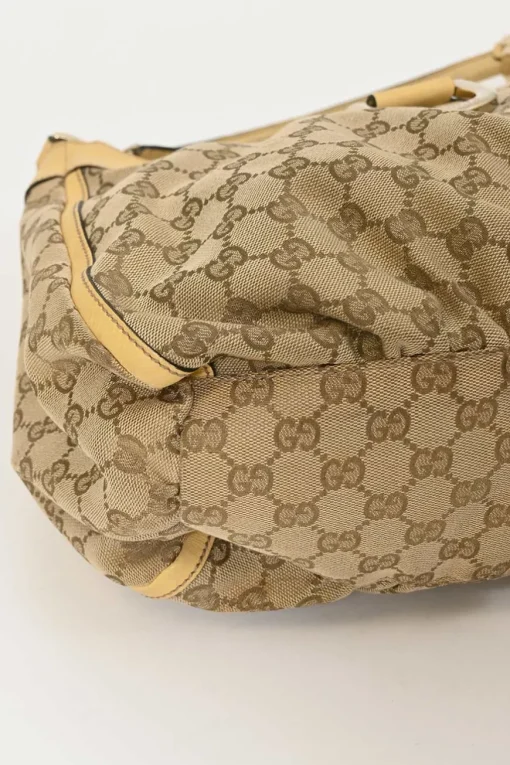 Camel Guccissima monogram canvas and leather Abbey D-ring shoulder bag