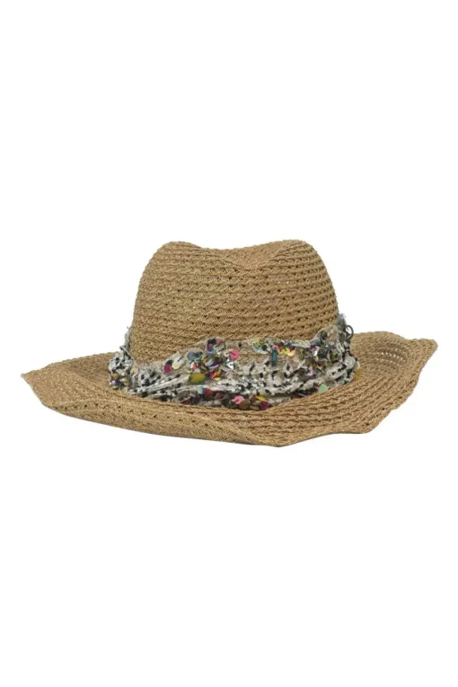 Camel sequin and mesh-embellished Toyo paper and cotton