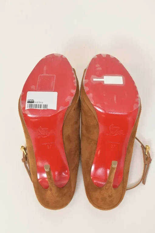 Camel suede open-toe Lumir platform booties with criss-cross buckle strap