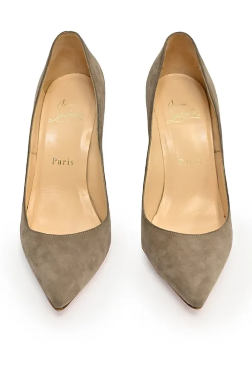 Camel suede pointed-toe Decoltish pumps