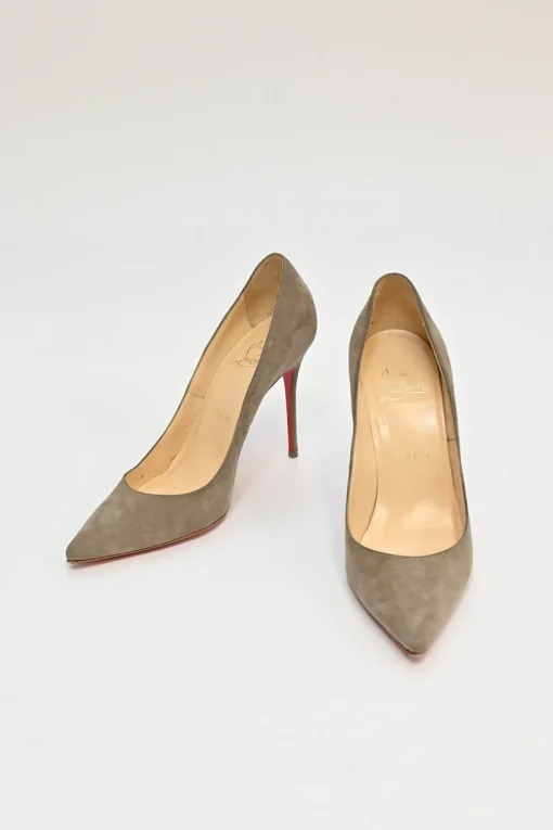 Camel suede pointed-toe Decoltish pumps