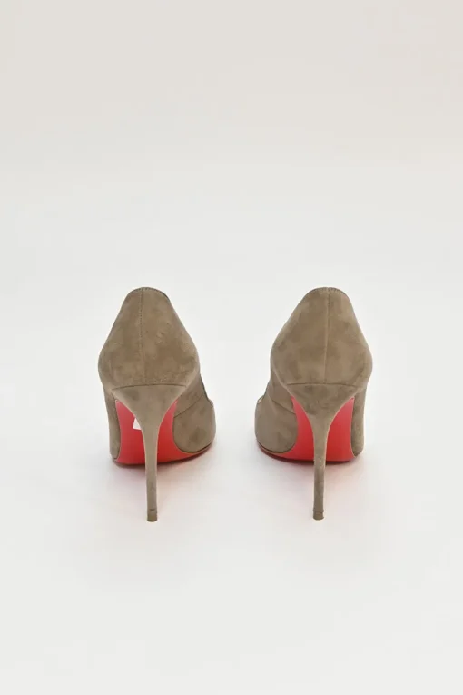 Camel suede pointed-toe Decoltish pumps