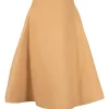Camel wool tweed a-line skirt