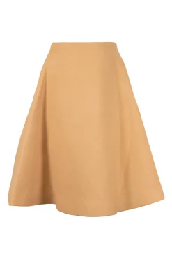 Camel wool tweed a-line skirt