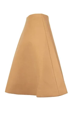 Camel wool tweed a-line skirt