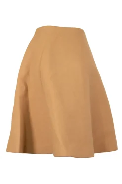 Camel wool tweed a-line skirt
