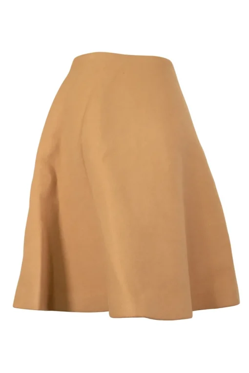 Camel wool tweed a-line skirt