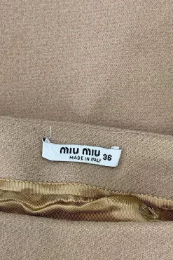 Camel wool tweed a-line skirt