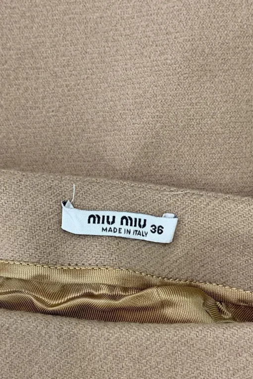 Camel wool tweed a-line skirt