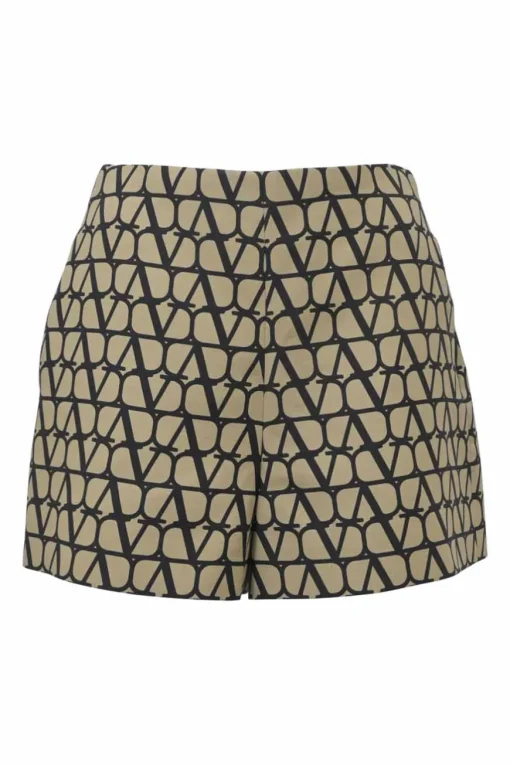 Camel wool-silk blend Toile Iconographe print tailored shorts