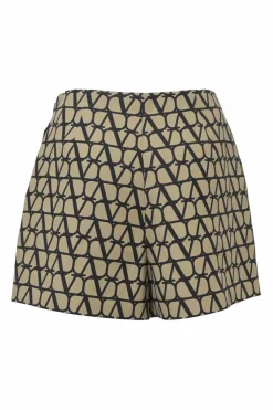 Camel wool-silk blend Toile Iconographe print tailored shorts