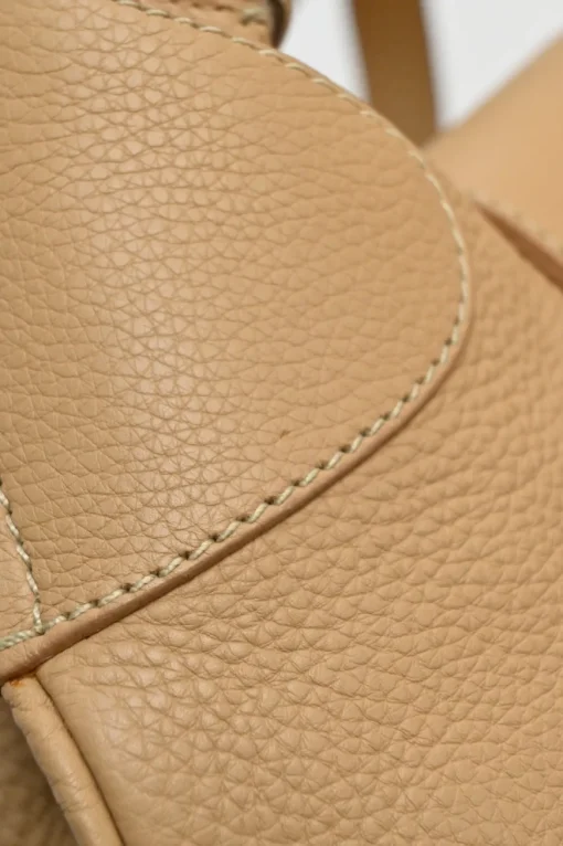 Caramel grained calfskin buckle hobo bag