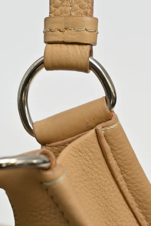 Caramel grained calfskin buckle hobo bag