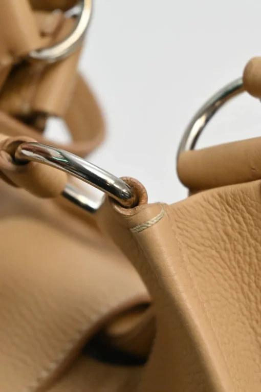 Caramel grained calfskin buckle hobo bag